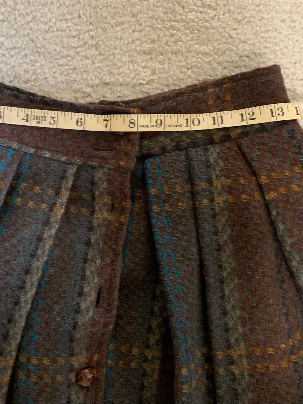 Button-Front Midi Skirt in Brown Plaid - Picture 8 of 12